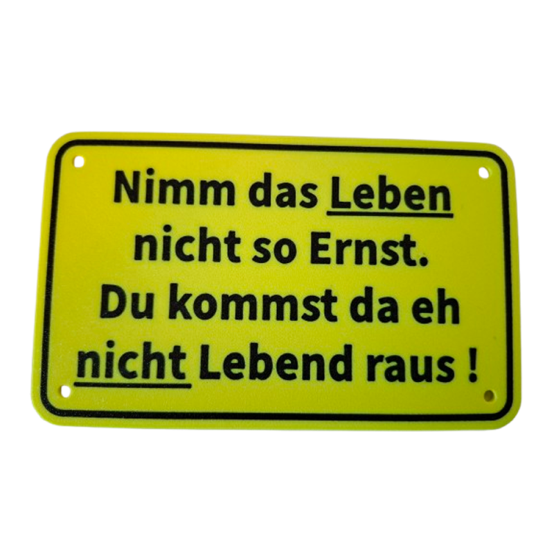 Schild "Leben ernst"