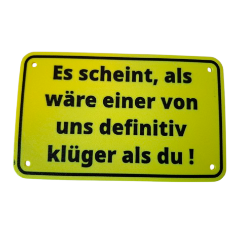 Schild "Klug"