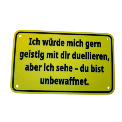 Schild "Unbewaffnet"