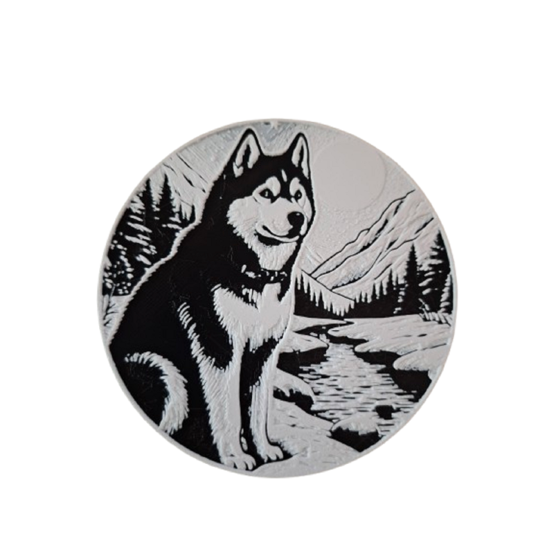 Untersetzer "Husky im Schnee"