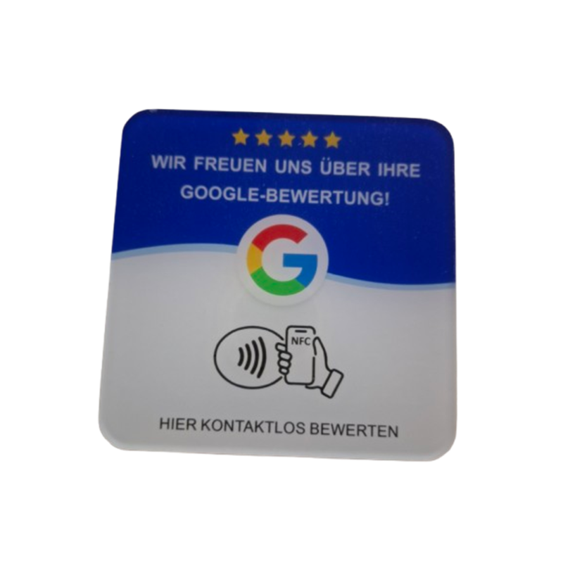 NFC Karte für Google Bewertungen, 12 x 12 cm, selbstklebend