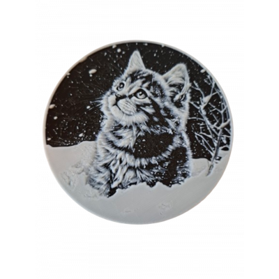 Untersetzer Katze im Schnee