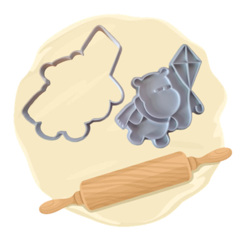 Keksausstecher "Nilpferd mit Drache"