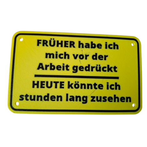 Schild "Arbeit gedrückt"